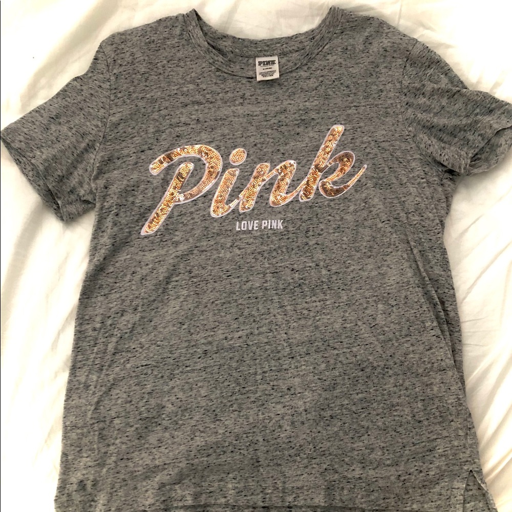 NWOT PINK by Victoria’s Secret Sparkly Logo Tee
